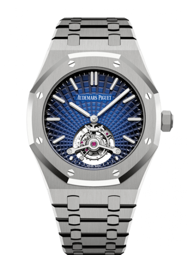 Replica reloj Audemars Piguet Royal Oak Ultra Thin Tourbillon Titanium/Smoked Azul Evolutive/Yoshida 26522TI.OO.1220TI.01
