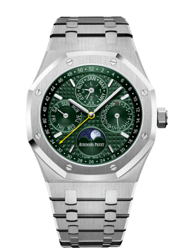 Replica reloj Audemars Piguet Royal Oak Perpetual Calendar 41 Acero inoxidable/Verde reloj 26606ST.OO.1220ST.01