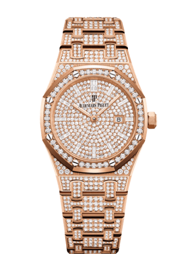 Replica reloj Audemars Piguet Royal Oak 33 Cuarzo Oro rosado/Diamante/Plata/Pulsera 67652OR.ZZ.1265OR.01