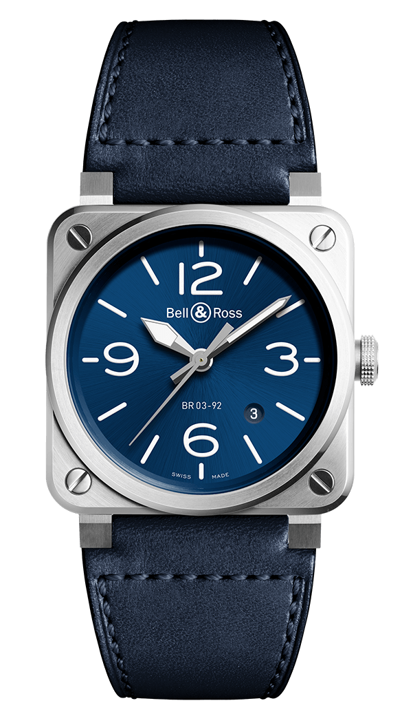 Bell & Ross Instruments Reloj para hombre de acero azul BR0392-BLU-ST/SCA