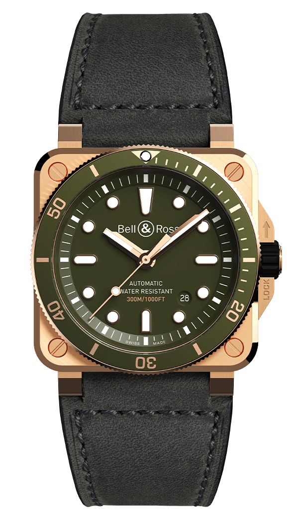 Bell & Ross Instruments Reloj automatico de edicion limitada para hombre con esfera verde oliva BR0392-D-G-BR/SCA