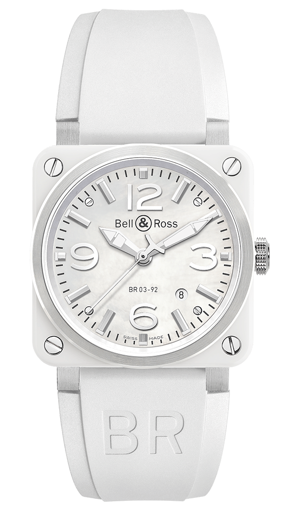 Bell & Ross BR 03-92 Reloj de ceramica blanca de 42 mm BR0392-WH-C/SRB