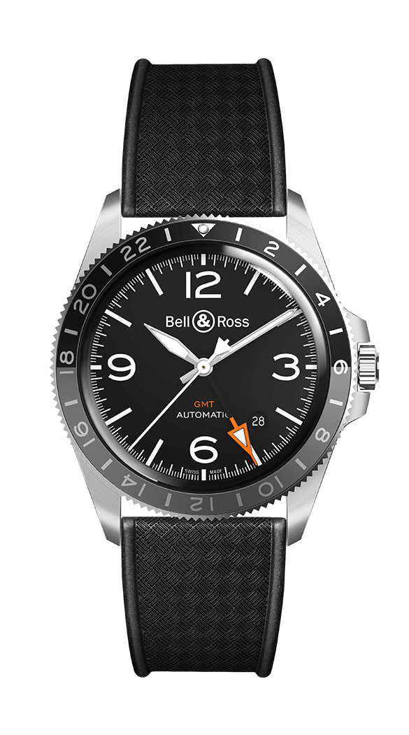 Bell & Ross Vintage Black Steel GMT Reloj para hombre BRV293-BL-ST/SRB