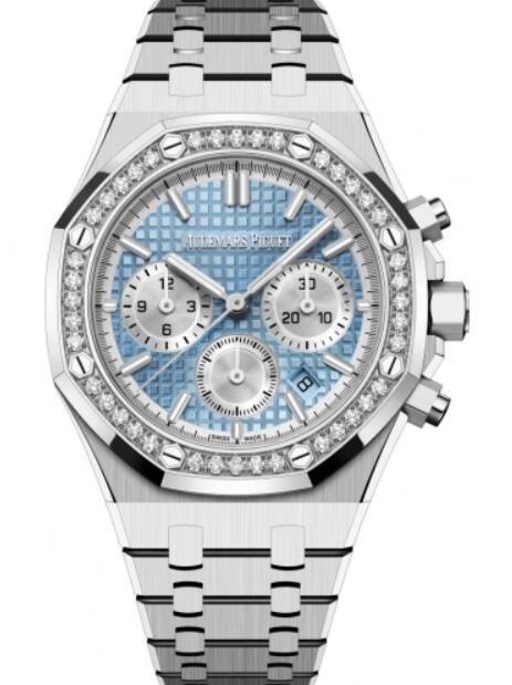 Audemars Piguet Royal Oak Cronografo automatico Acero inoxidable 38 mm Diamante azul claro 26715ST.ZZ.1356ST.01 Reloj