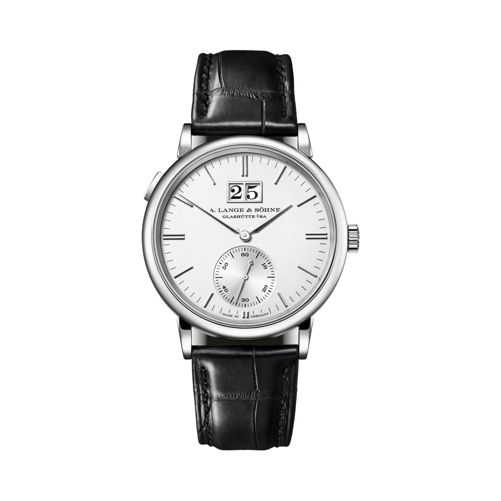 A Lange&Sohne 381.026 Saxonia Gran Fecha Oro blanco / Plata Reloj