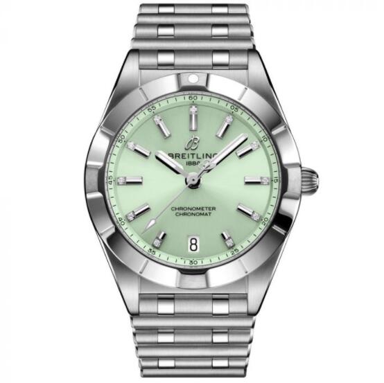 Breitling Chronomat 32mm esfera verde acero inoxidable diamante se?oras A77310101L1A1 Reloj