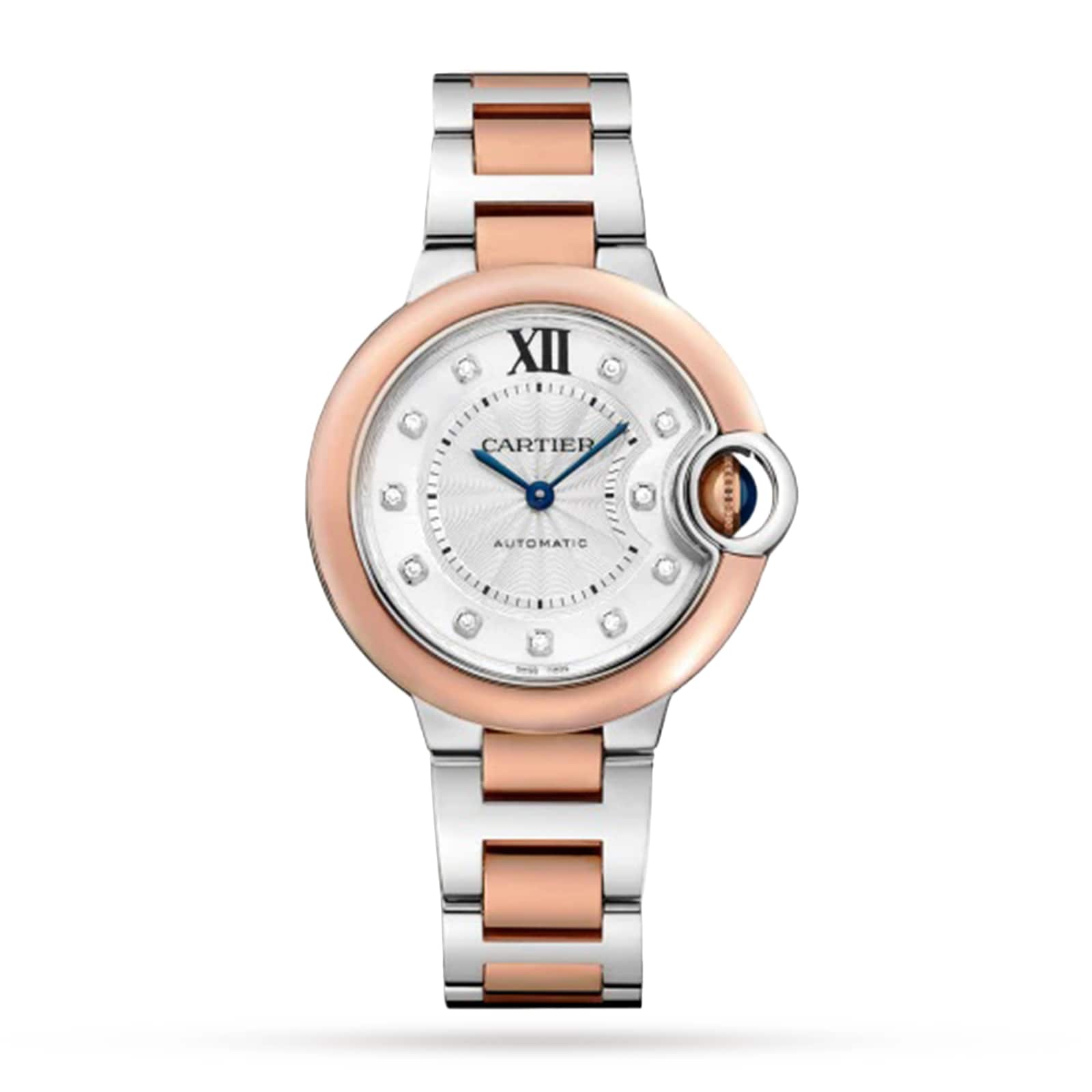 Reloj Cartier Ballon Bleu De Cartier Movimiento mecanico de 33 mm con cuerda automatica de acero en oro rosa W3BB0021