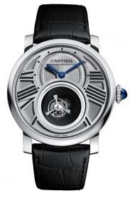 Rotonde de Cartier Double Tourbillon Manual Wind Platinum de los hombres Replica Reloj W1556210