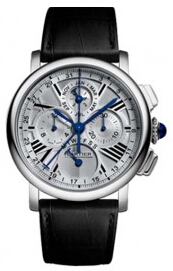 Rotonde de Cartier Perpetual Calendar Chronograph 18 kt Oro blanco hombres Replica Reloj W1556226