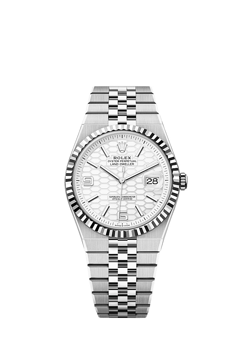 Rolex Land-Dweller 36 Oystersteel - Oro blanco, Plano Jubilee 127334-0001