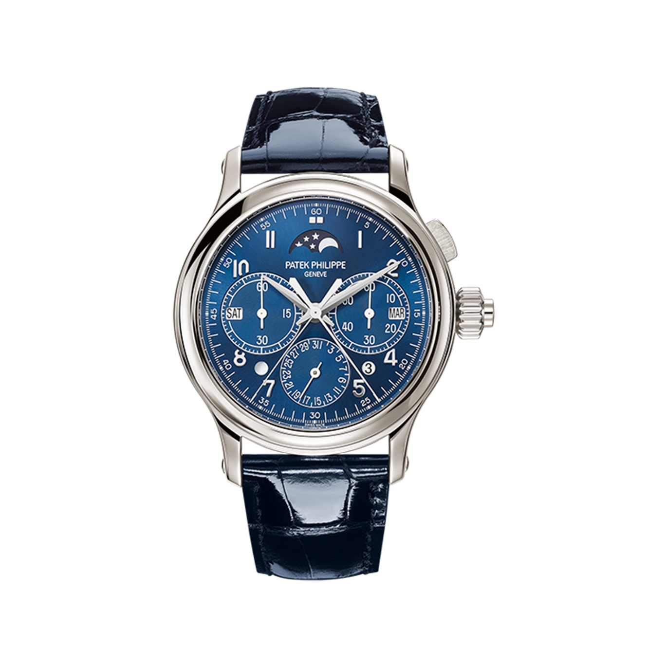 Patek Philippe Calendario perpetuo Fraccionamiento en segundos divididos 5372 Platino/Azul 5372P-001