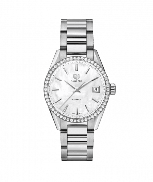 TAG Heuer Carrera Calibre 5 Senoras automatico esfera blanca con diamantes WBK2316.BA0652