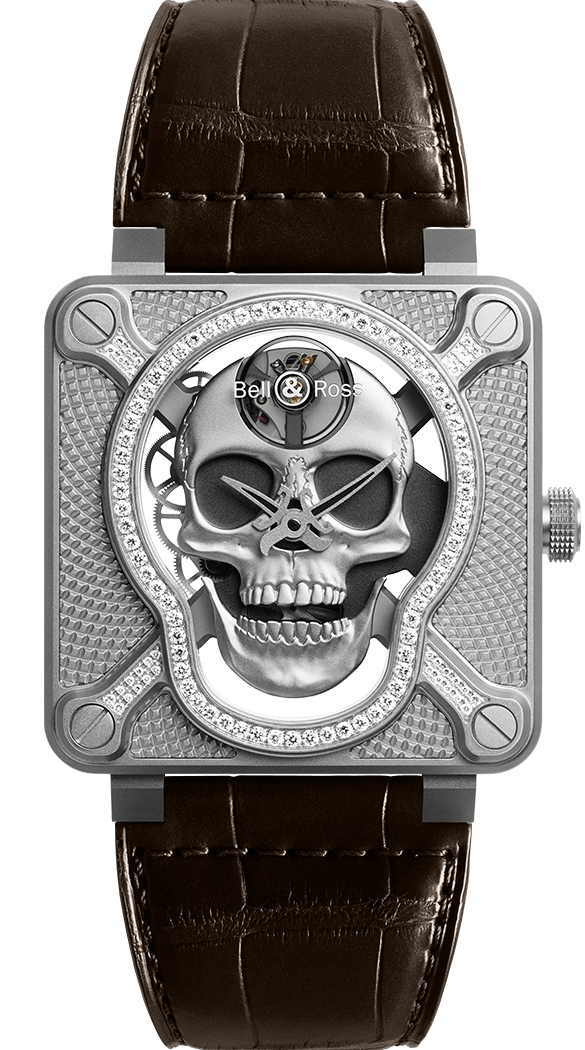 Reloj para hombre de edicion limitada Bell & Ross Aviation Instruments BR01-SKULL-SK-LGD