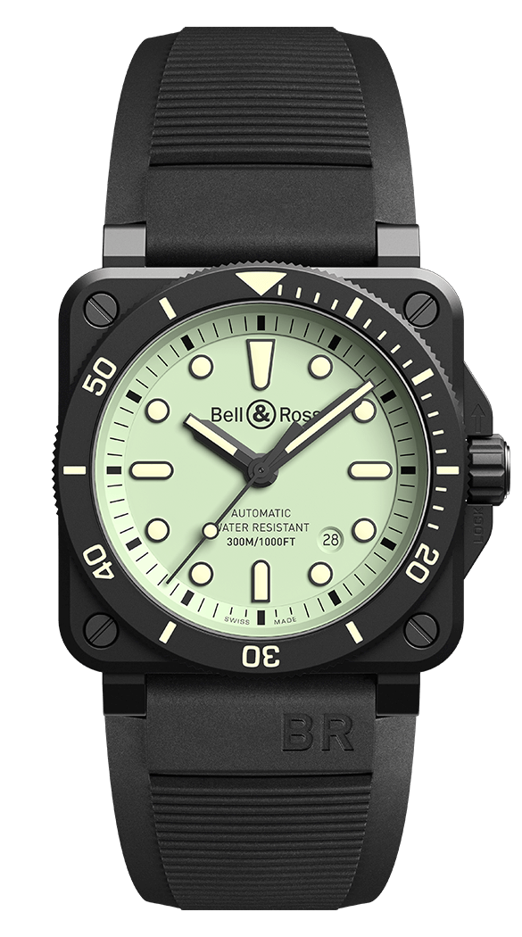 Bell & Ross Instruments BR 03-92 Diver Full Lum Reloj para hombre BR0392-D-C5-CE/SRB