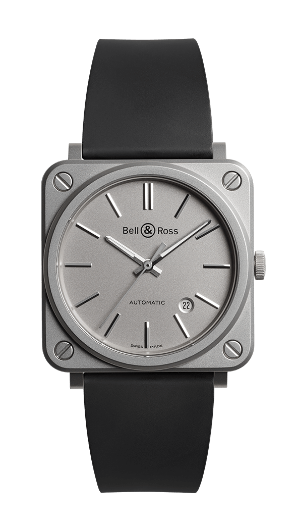 Bell & Ross Instruments Aviation Reloj automatico para hombre con esfera gris BRS92-GR-ST/SRB