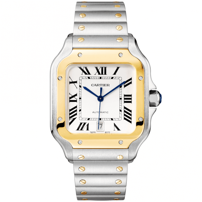 Cartier Santos de Cartier grande de acero y oro amarillo de 18 quilates W2SA0009