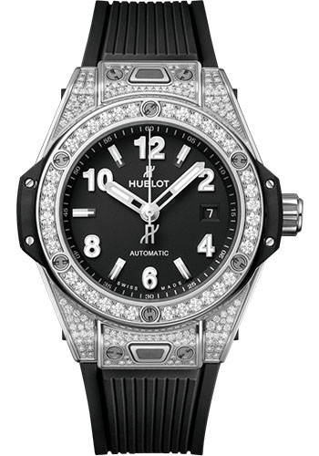 Hublot Big Bang One Click Steel Pave 33mm Esfera negra 485.SX.1170.RX.1604