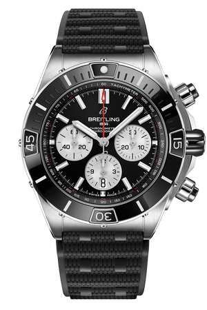 Imitacion Breitling Super Chronomat Automatic Black Dial Rubber Strap Hombre AB0136251B1S1