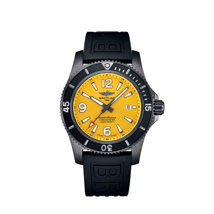 Copia Breitling Superocean Automatic 46 Negro Acero 46 mm Esfera amarilla M17368D71I1S2