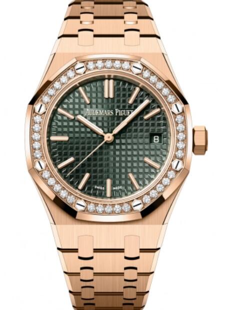 Audemars Piguet Royal Oak Automatico RosaOro 37 mm Esfera caqui Diamante 15551OR.ZZ.1356OR.03 Reloj