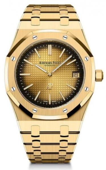 Audemars Piguet Royal Oak Jumbo Extra-Thin Oro amarillo 39 mm Esfera amarilla ahumada 16202BA.OO.1240BA.01 Reloj