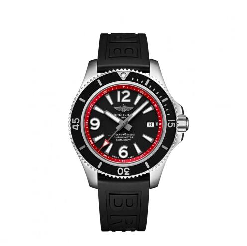 Breitling Superocean 42 acero inoxidable negro rojo marcar A17366D71B2S1 Reloj