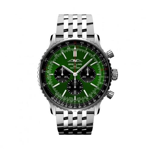 Breitling Navitimer B01 Cronografo 46 Acero inoxidable Esfera verde AB0137241L1A1 Reloj