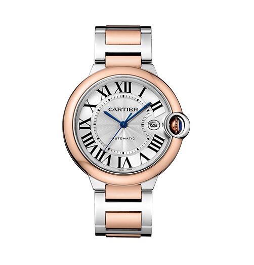 Cartier Ballon Bleu de Cartier esfera plateada 18kt oro rosa y acero unisex W2BB0034 Reloj