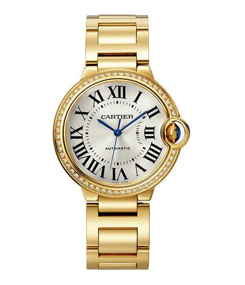 Cartier Ballon Bleu 36 mm Caja de oro amarillo Esfera plateada WJBB0070 Reloj