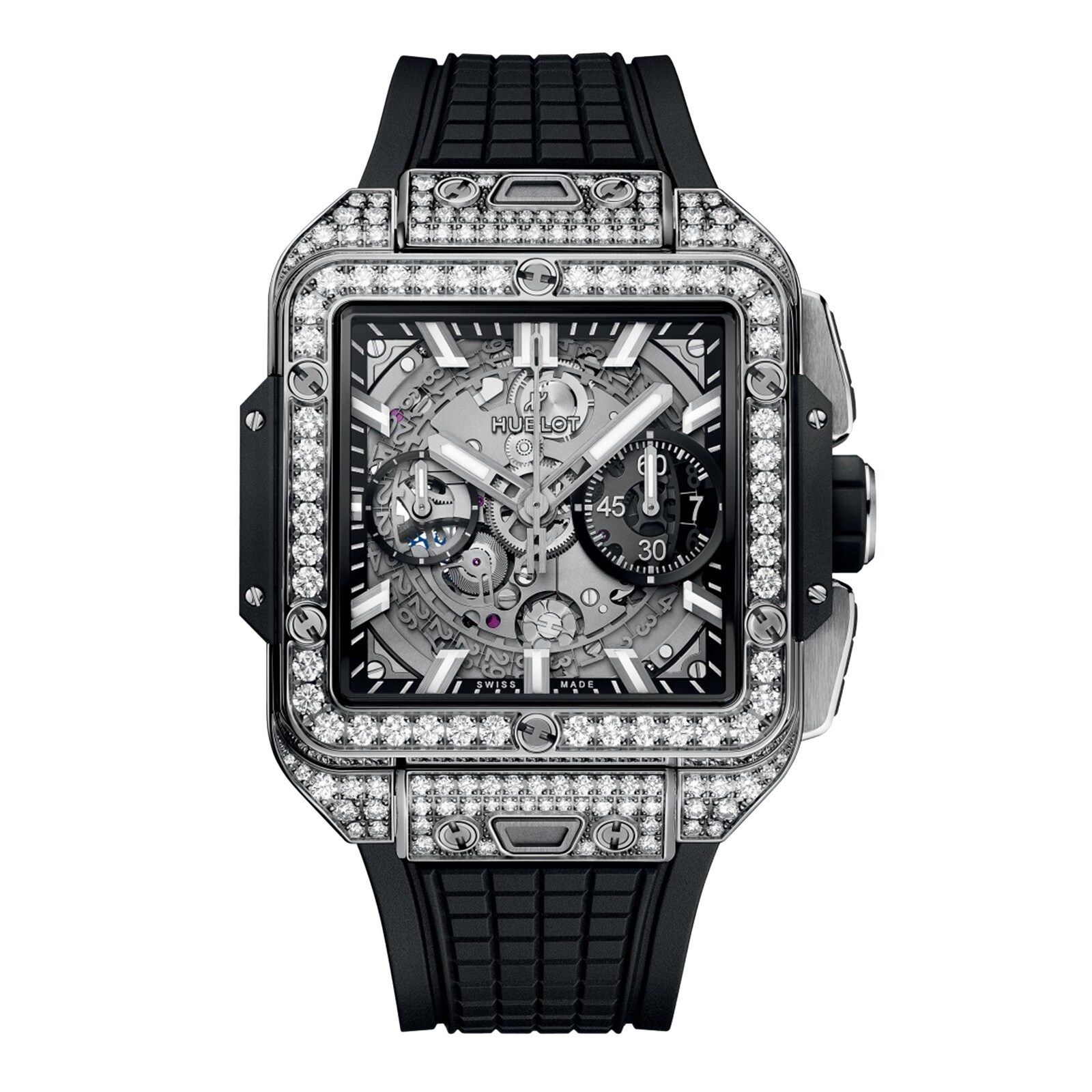 Reloj Hublot Square Bang Unico Pave de titanio 42 mm 821.NX.0170.RX.1604