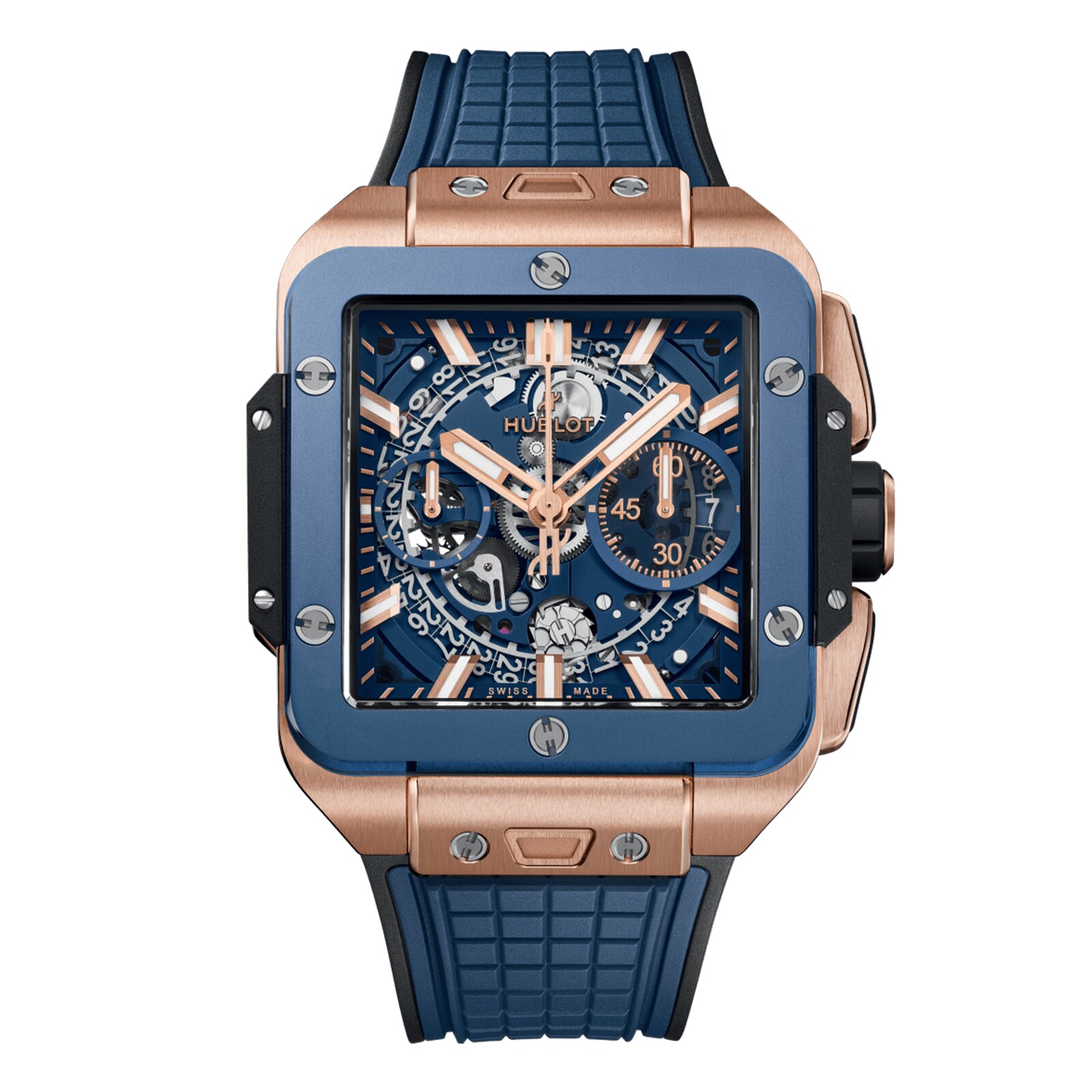 Reloj Hublot Square Bang Unico King Gold Blue Ceramic 42mm para hombre 821.OL.5180.RX