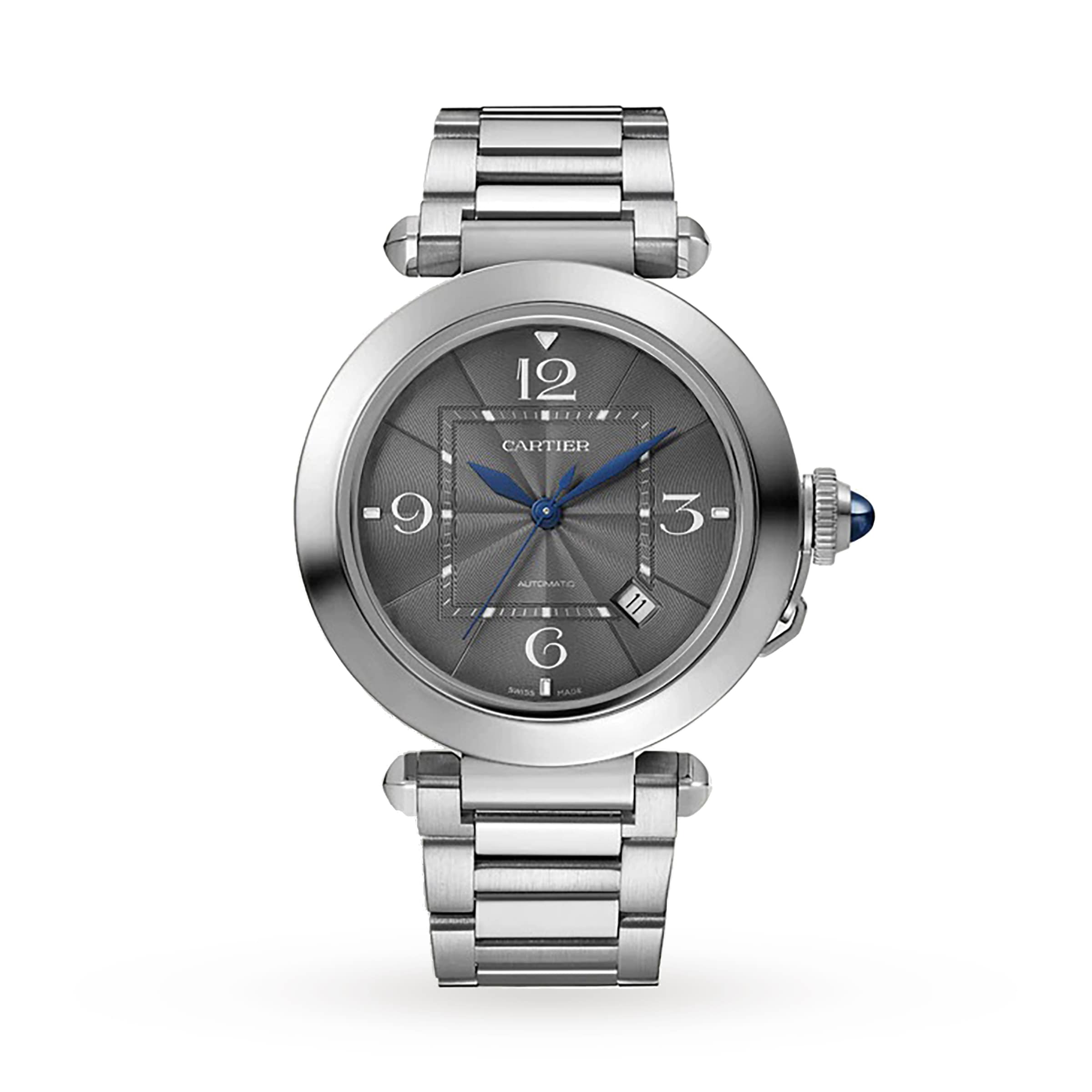 Reloj Cartier Pasha De Cartier 41 mm Movimiento automatico Acero Esfera gris oscuro Correas intercambiables de metal y cuero WSPA0026