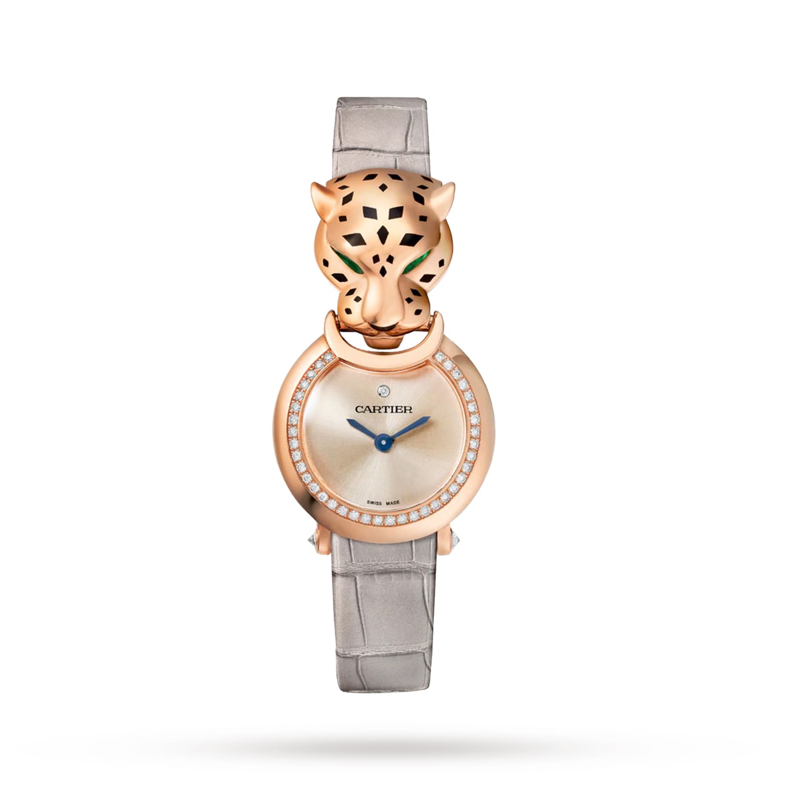 Reloj Cartier La Panthere De Cartier Pequeno Movimiento De Cuarzo Oro Rosa Diamantes Cuero HPI01379