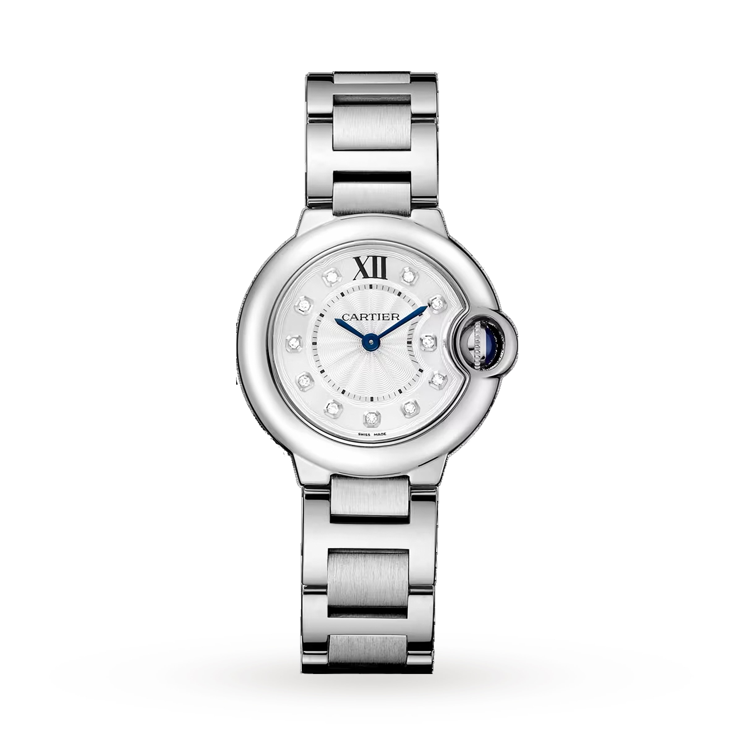Reloj Cartier Ballon Bleu De Cartier 28 mm Movimiento de cuarzo Acero Diamantes W4BB0029