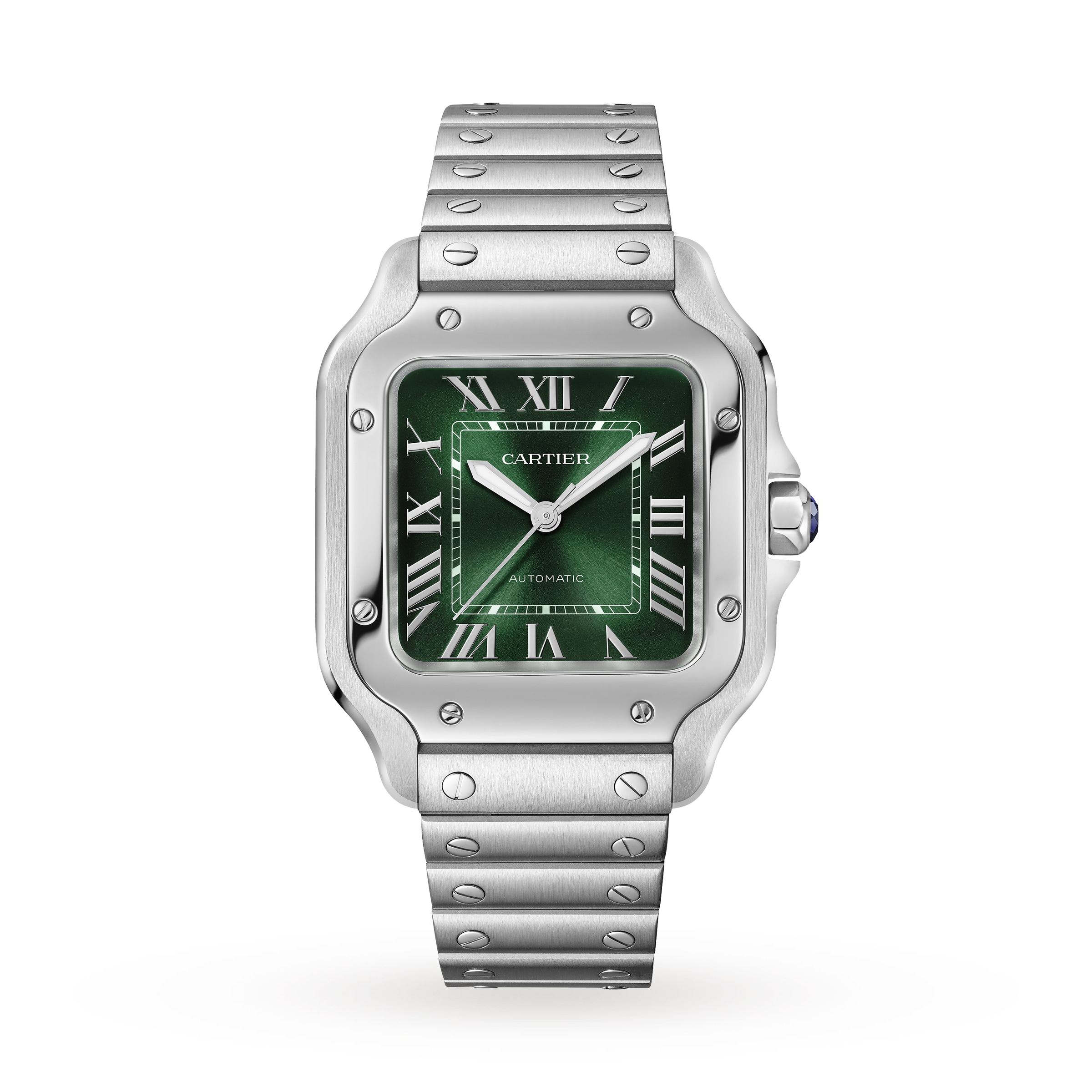 Reloj Cartier Santos de Cartier Mediano Acero Automatico Correa de Cuero Intercambiable WSSA0061