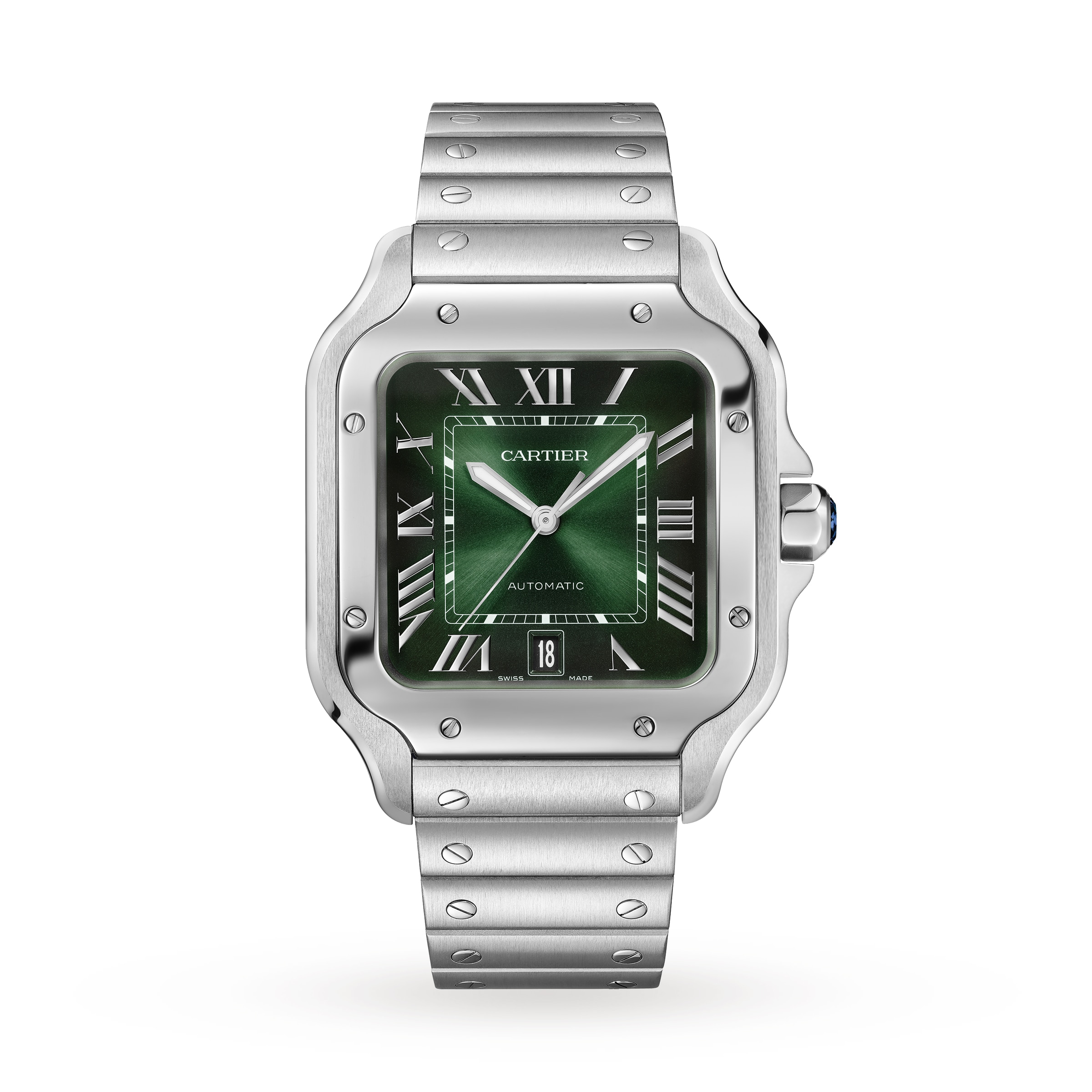 Reloj Cartier Santos de Cartier Grande Acero Automatico Correa de Cuero Intercambiable WSSA0062