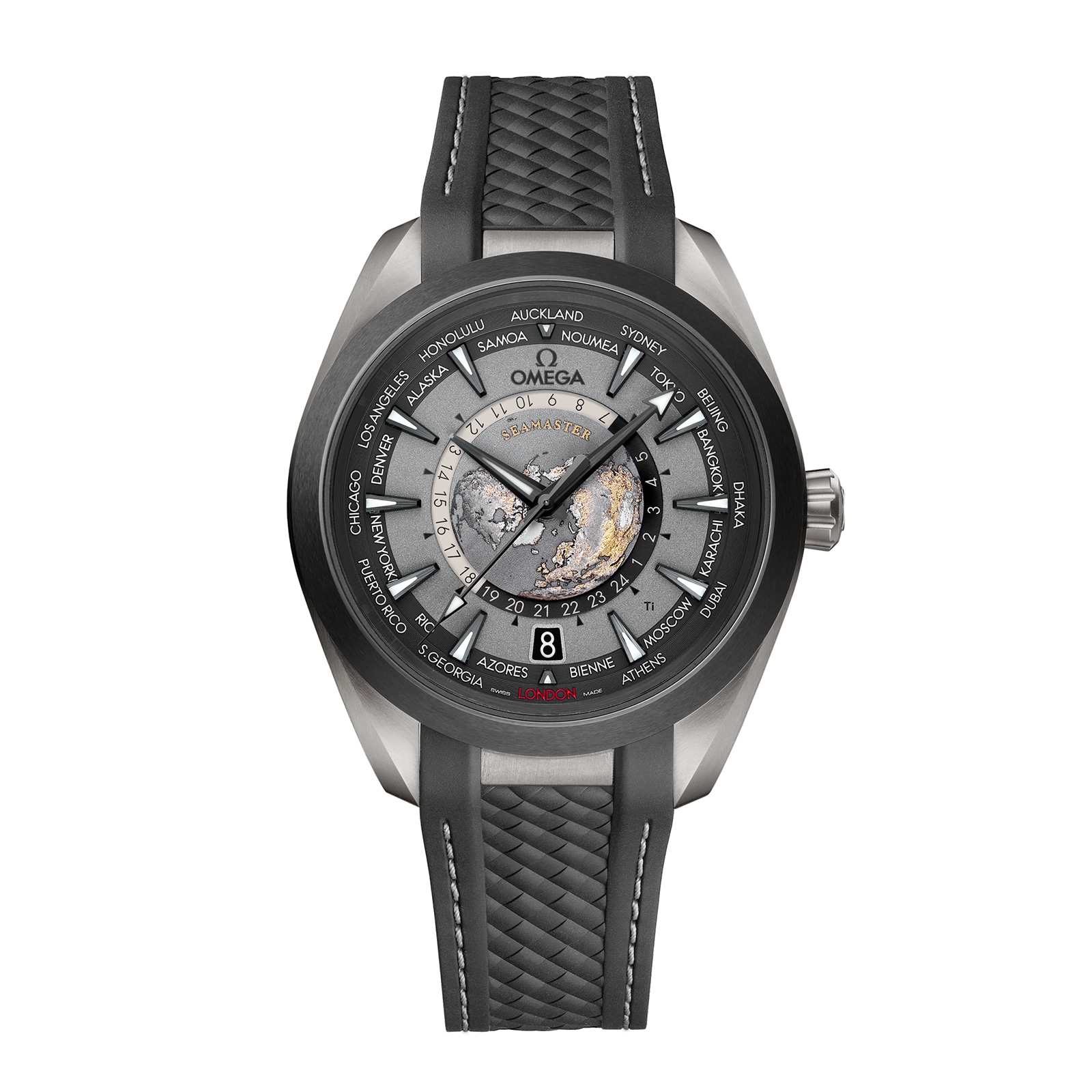 Reloj Omega Seamaster Aqua Terra 150m Co-Axial Master Chronometer GMT Worldtimer 43mm para hombre Caucho negro O22092432299001