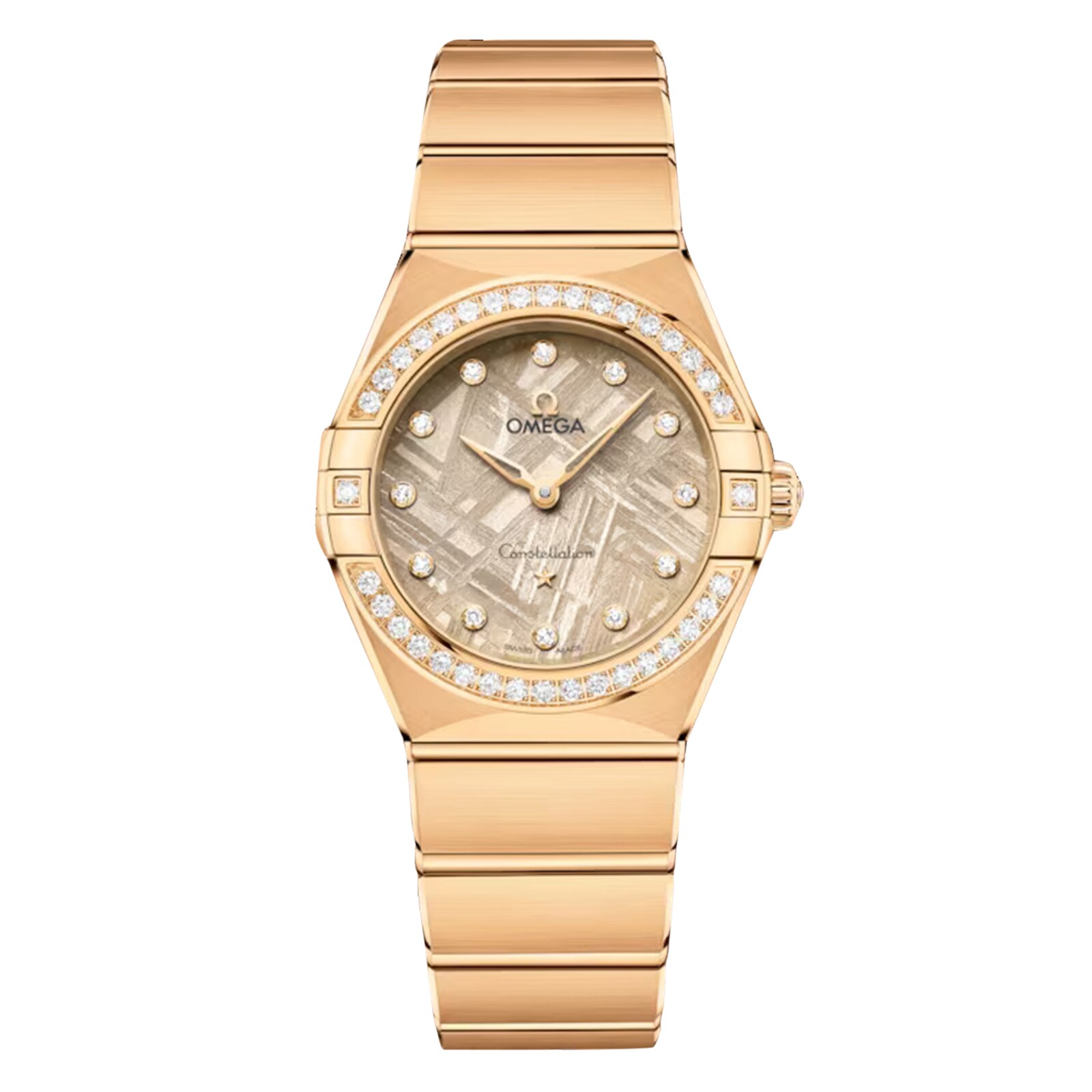 Reloj Omega Constellation de 28 mm para mujer, color beige, O13155286099006