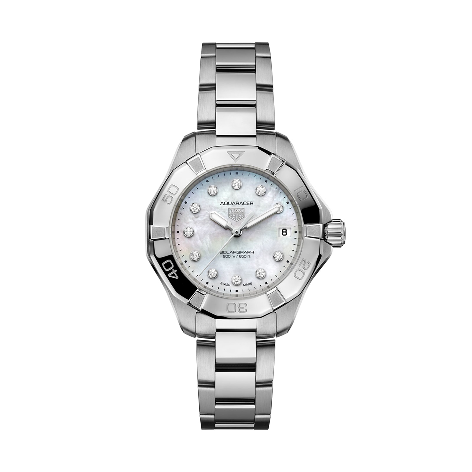 Reloj TAG Heuer Aquaracer Professional 200 Solargraph 34 mm para mujer Madreperla Diamantes WBP1313.BA0005
