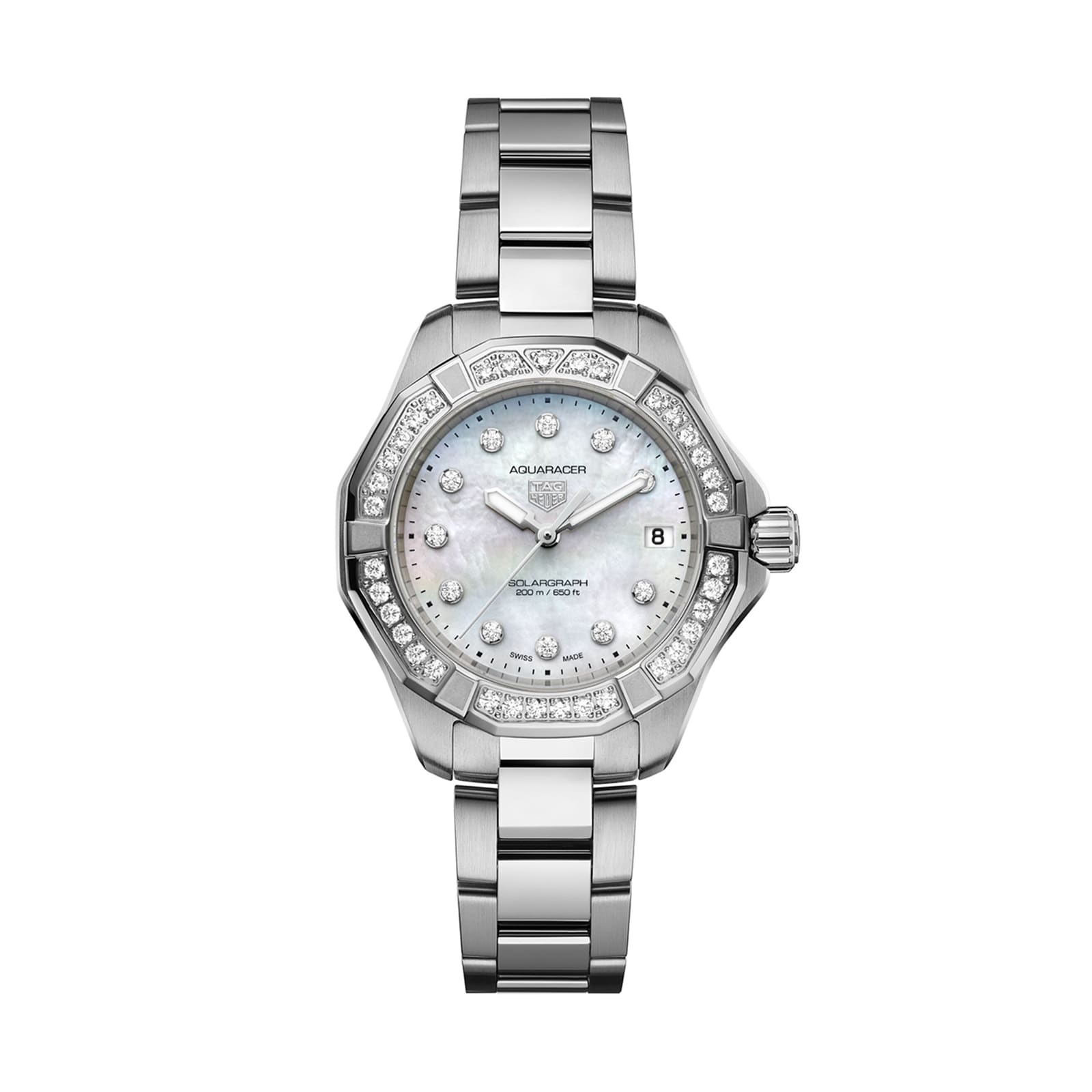 Reloj TAG Heuer Aquaracer Professional 200 Solargraph 34 mm para mujer Madreperla Diamantes WBP1314.BA0005