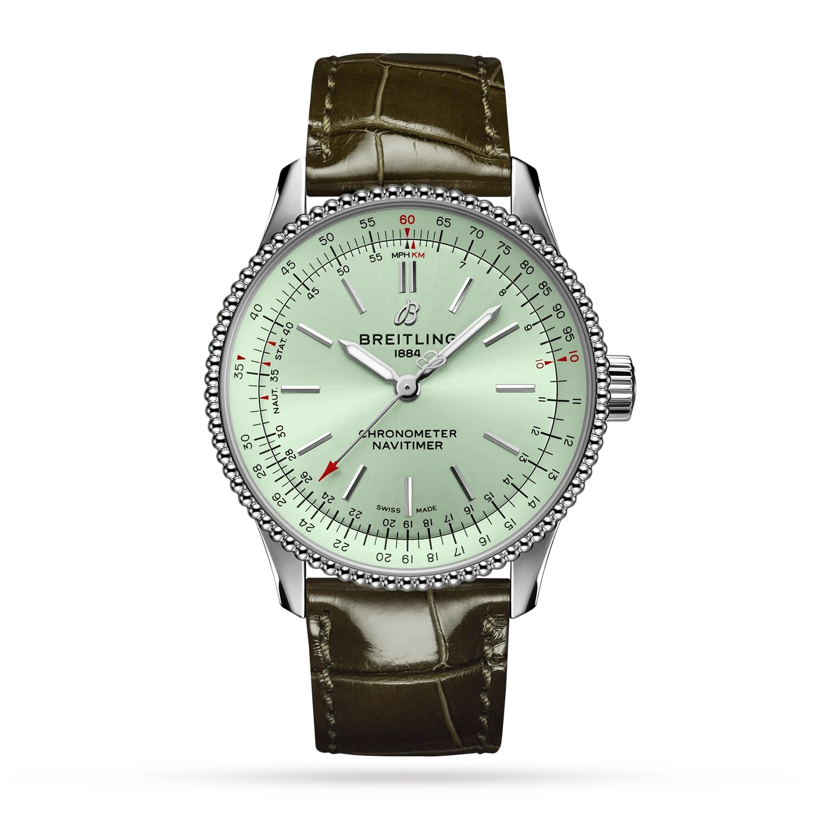 Reloj Breitling Navitimer Automatico 35 Correa de cuero de acero inoxidable - menta A17395361L1P2
