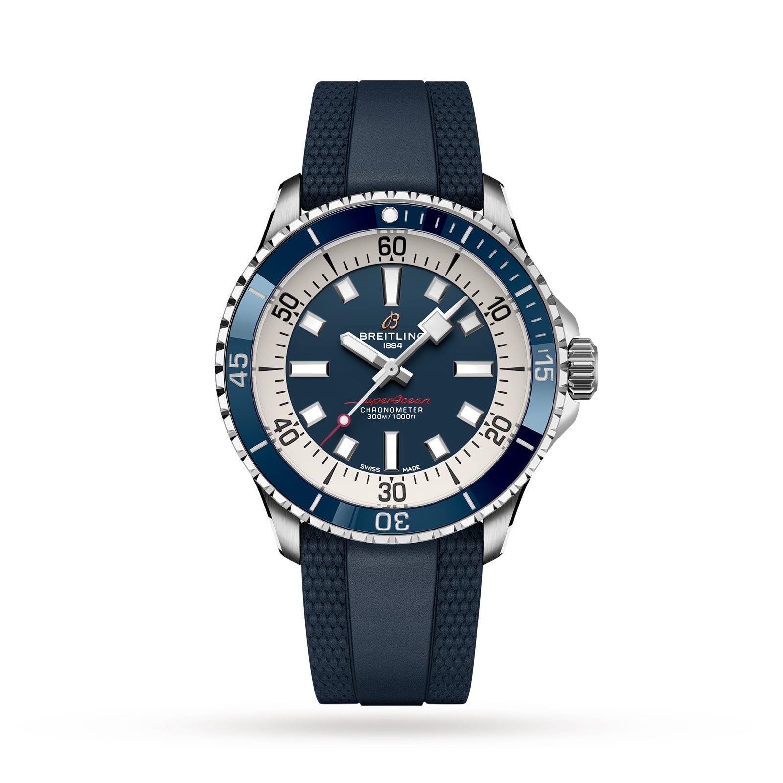Reloj Breitling Superocean Automatico 42 con correa de caucho de acero inoxidable A17375E71C1S1
