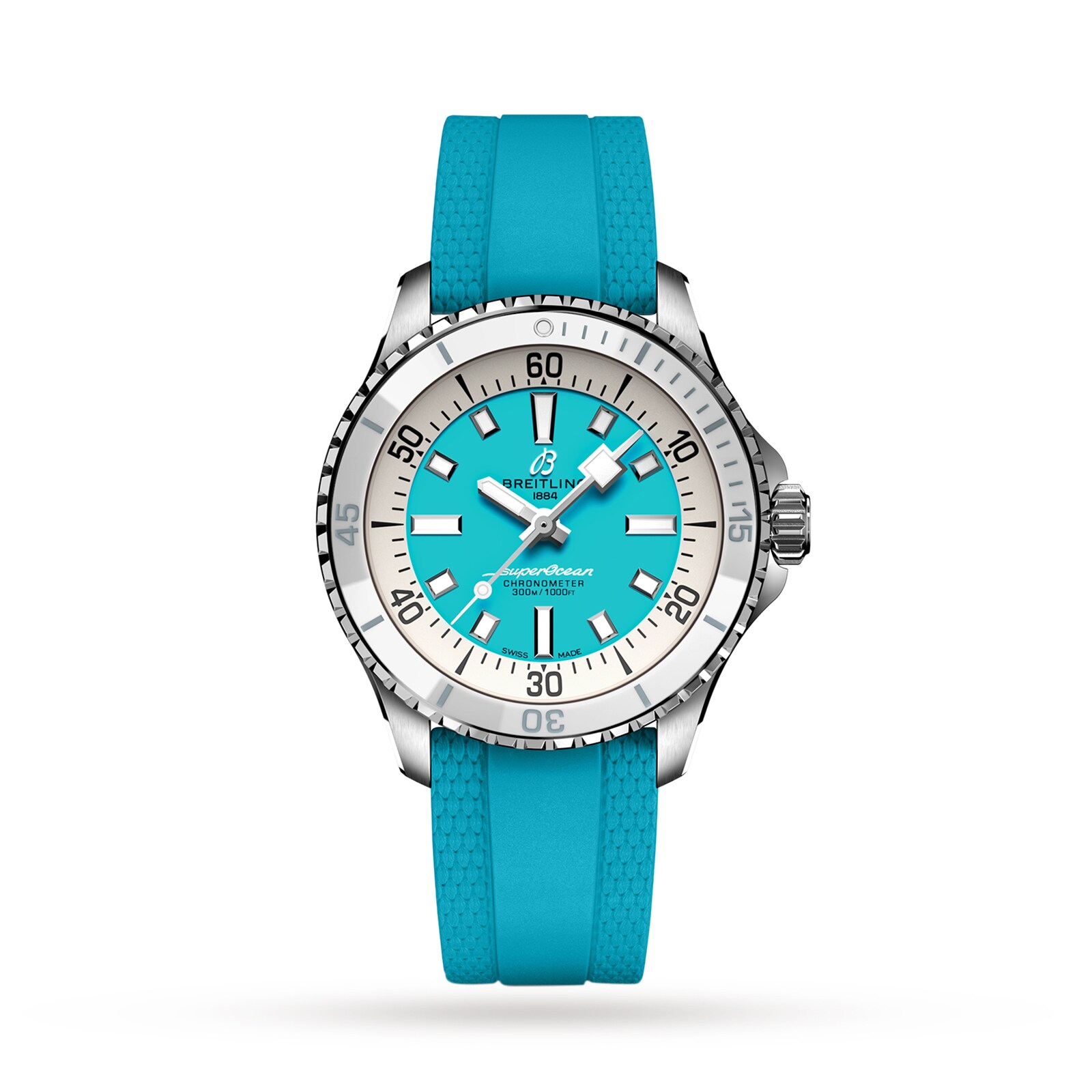 Reloj Breitling Superocean Automatico 36 Acero Inoxidable Caucho Turquesa A17377211C1S1