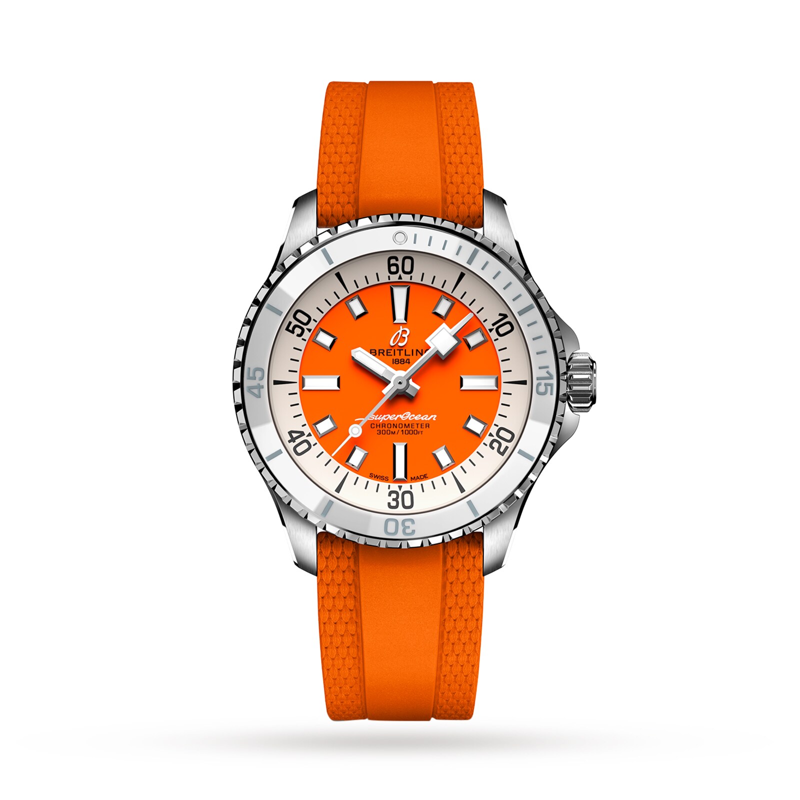 Reloj Breitling Superocean Automatico 36 con correa de caucho de acero inoxidable A17377211O1S1