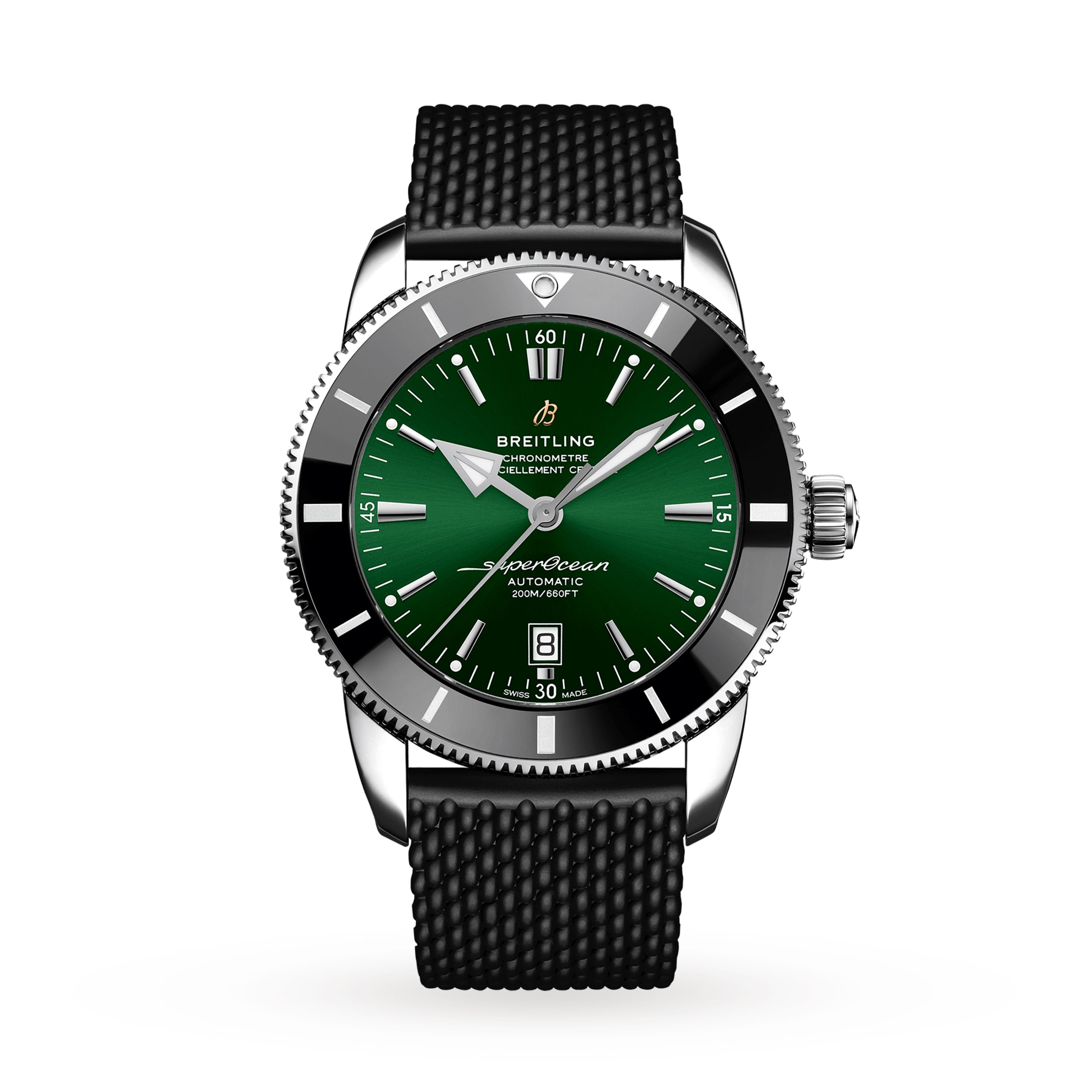 Reloj Breitling Superocean Heritage B20 automatico 46 con correa de caucho de acero inoxidable AB2020121L1S1