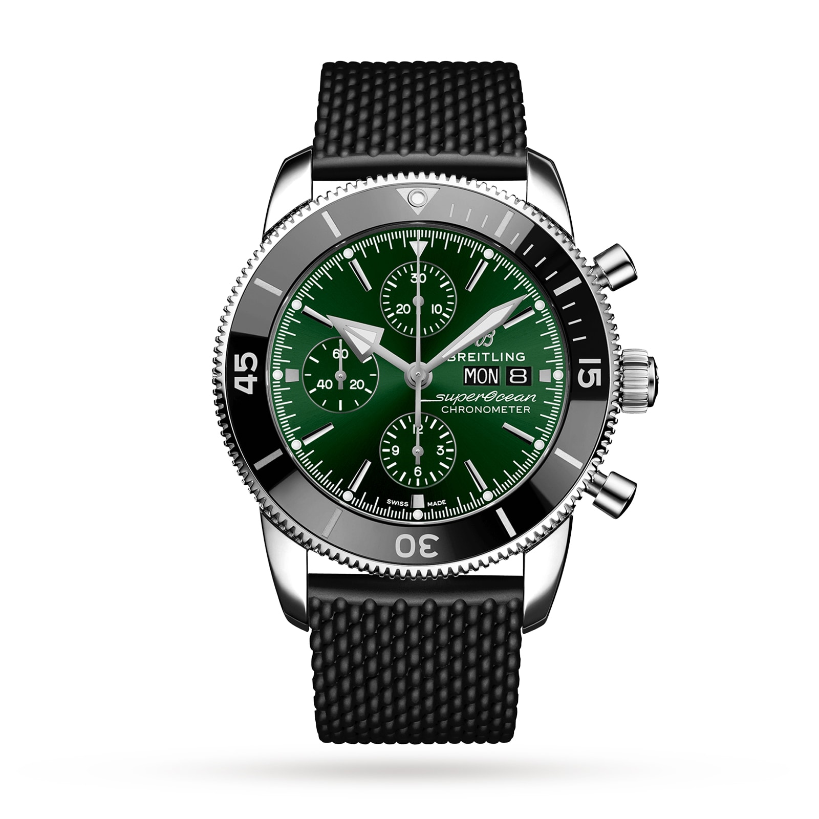 Reloj Breitling Superocean Heritage Cronografo 44 con correa de caucho de acero inoxidable A13313121L1S1