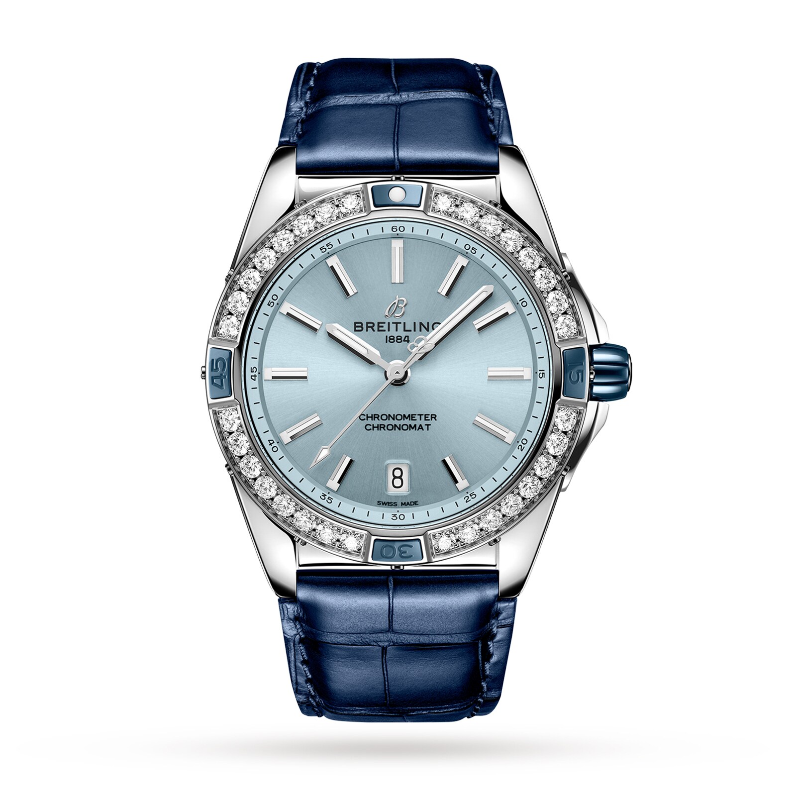 Reloj Breitling Super Chronomat Automatico 38 con correa de cuero azul A17356531C1P1