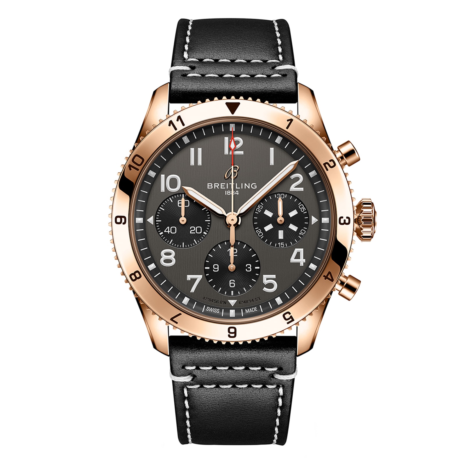 Reloj Breitling Classic AVI Cronografo 42 P-51 Mustang con correa de cuero en oro rojo de 18 quilates R233801A1B1X1