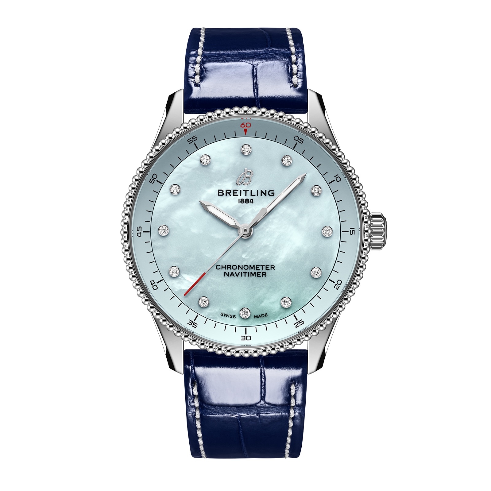 Reloj Breitling Navitimer 32 mm para mujer Cocodrilo de nacar azul A77320171C1P1