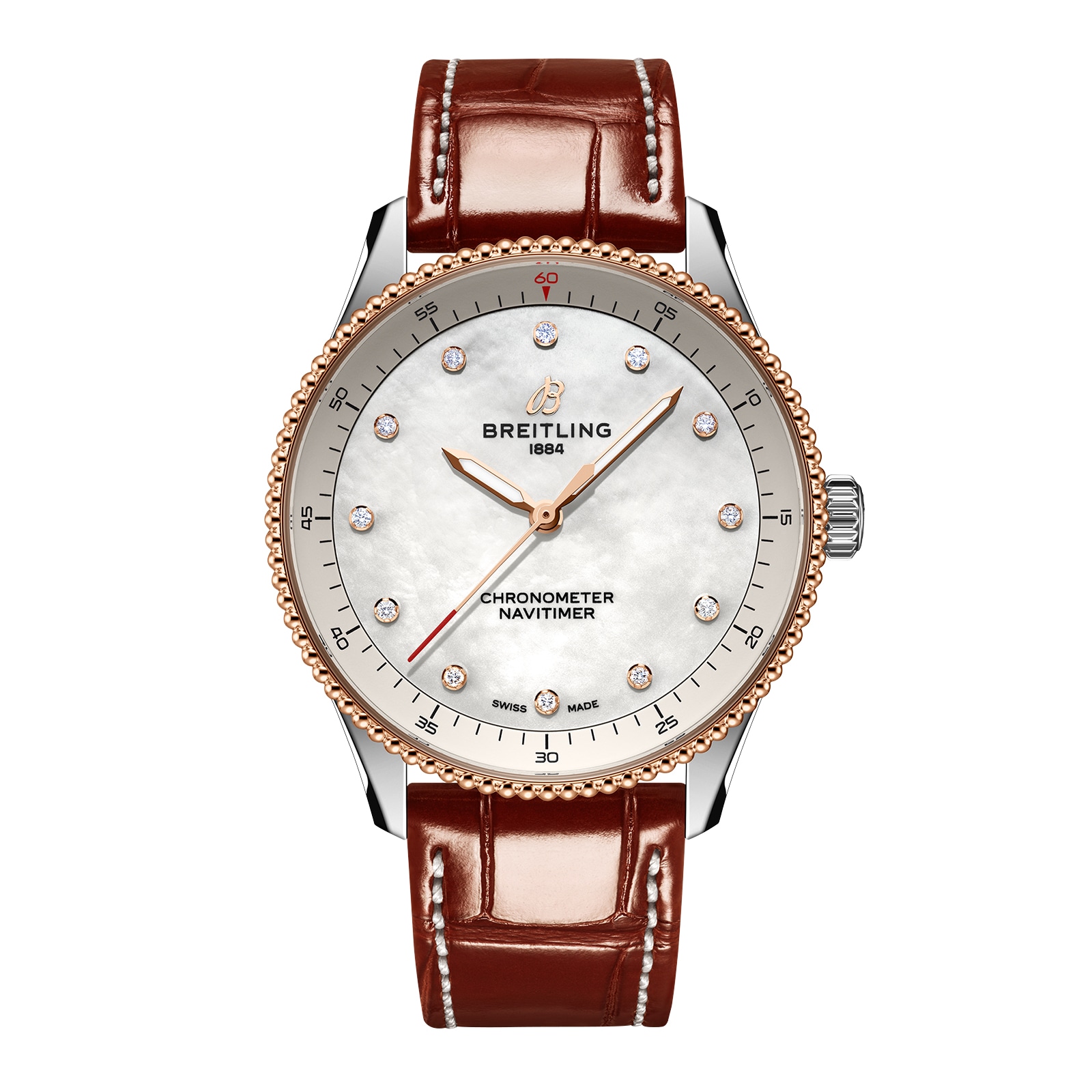 Reloj Breitling Navitimer 32 mm para mujer Cocodrilo de nacar blanco U77320E61A1P1